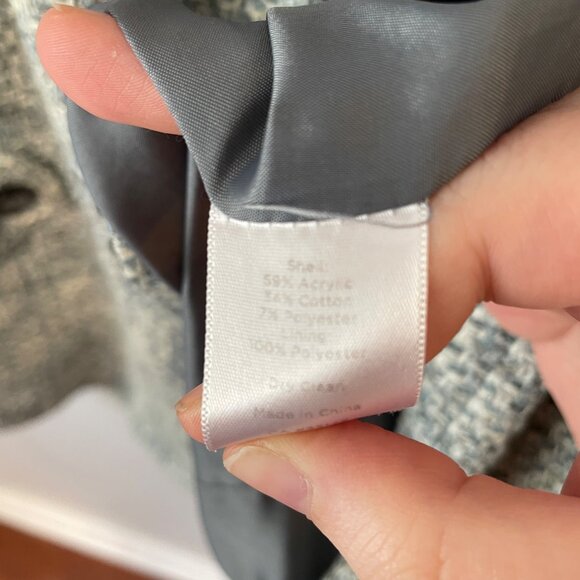 Talbots Woman Petite 22WP Tweed Blazer Jacket Blue/White 2-Button Made In China - Picture 7 of 11